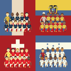 Football team and flag, Group E