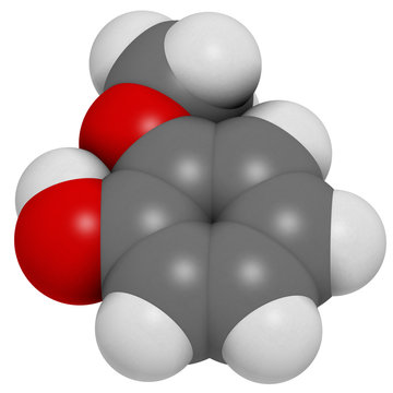 Guaiacol aromatic molecule. Responsible for smoky taste.