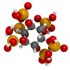 Phytic acid (hexakisphosphate, IP6, phytate) molecule.
