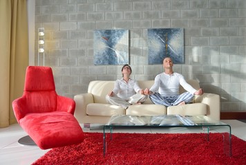 happy young couple relax at home