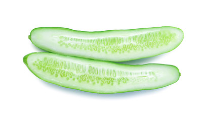 Cucumber and slices on  background.