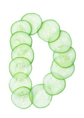 Letters and numbers alphabet of  cucumbers