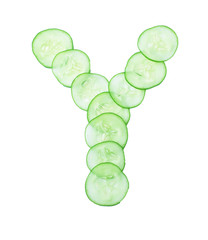 Letters and numbers alphabet of  cucumbers