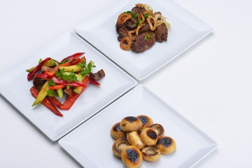 grilled fresh meat and vegetables