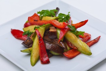 grilled fresh meat and vegetables