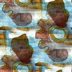 Fototapeta na wymiar grunge ancient ornament drawing usa colorful pattern water blue