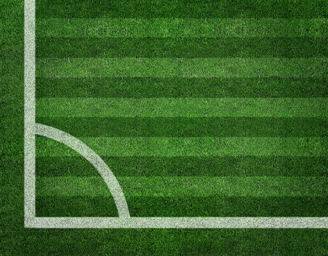 Soccer field with soccer ball and line 