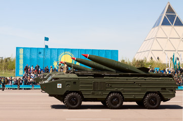 Military parade on the day of the Kazakh army
