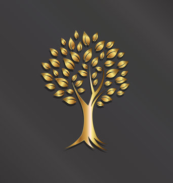 Tree plant gold image.Concept of abundance, wealth,good