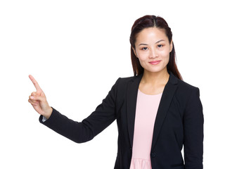 Asian business woman with finger point up