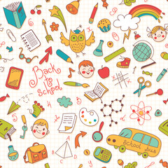 Back to school. Vector seamless pattern.