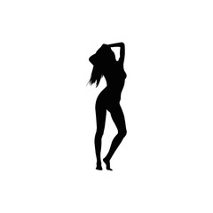 Obraz na płótnie Canvas black girl on the white background silhouette
