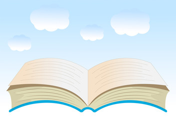 open book on a background blue sky