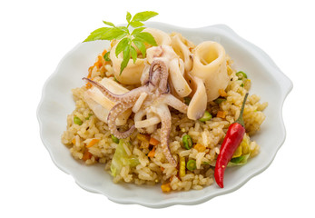 Fried rice with calamari
