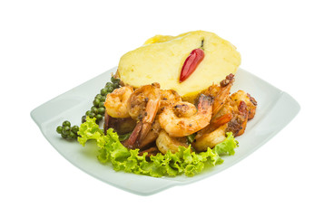 Garlic shrimps with potato