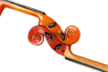 Fototapeta premium Vintage violin scrolls detail isolated on white