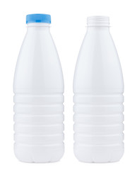 Plastic 1 liter bottle closed and open, isolated