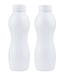 Plastic bottle closed and open, isolated on white background