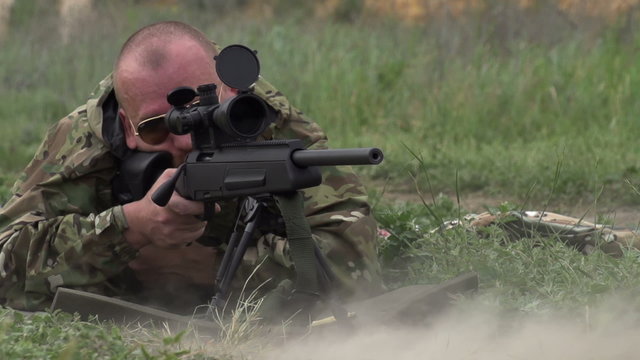 Sniper Shoots at a Target