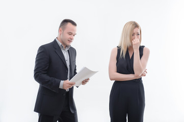 Boss angry with young employee