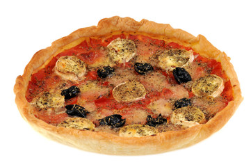 Tarte à la tomate, chèvre et olives noires