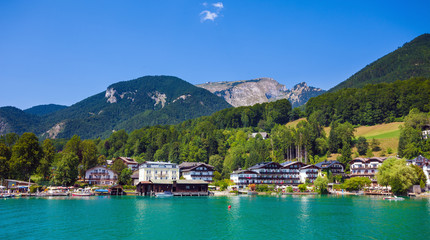 Fototapeta na wymiar View of St. Wolfgang waterfront village