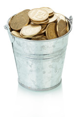 Ukrainian coins in bucket