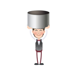 Businessman with steel box. Vector design.