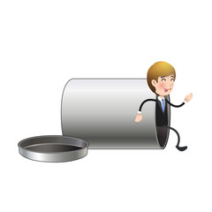 Businessman with steel box. Vector design.