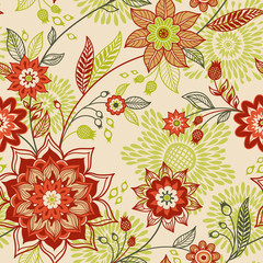 Bright spring seamless pattern with flowers.