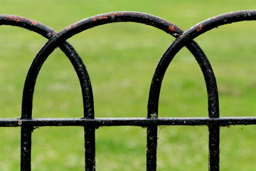 Curved metal fence frame