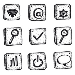Cartoon Sketched Web Icons Set