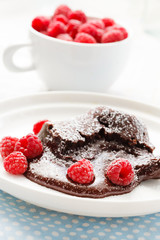 chocolate dessert with raspberries