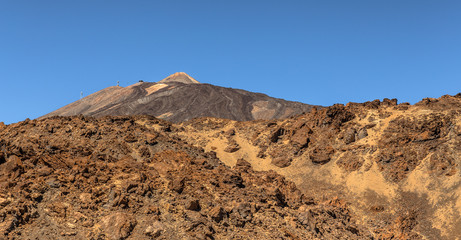 Teide volcano behind rocks in Tenerife
