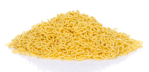 Mound of uncooked short spaghetti