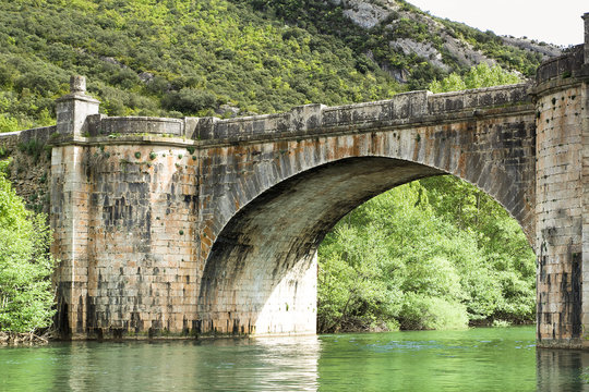 Old Stone Bridge over Ebro River.