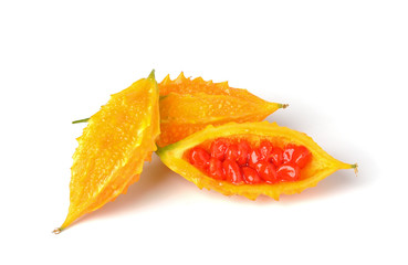 yellow bittermelon isolated on white background