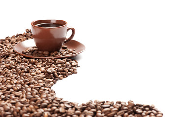 coffee beans and cup