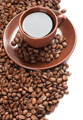 coffee beans and cup