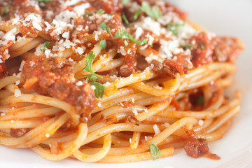 spaghetti bolognese closeup