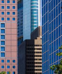 Architectural details of business buildings, Frankfurt, Germany