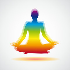 meditation silhouette regenbogenfarben