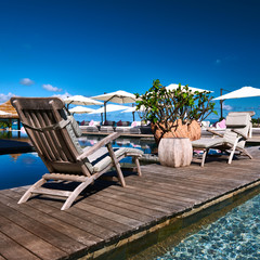 Luxury poolside jetty