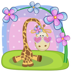 Giraffe with flowers
