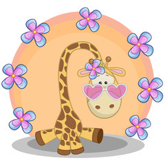 Giraffe with flowers