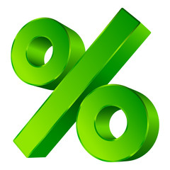 Green Percent Sign 3D Sale Angled