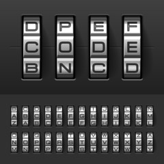 Combination, code lock alphabet