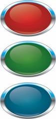 Metal buttons red, green, blue