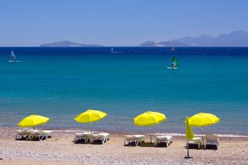 Four Sunshade on the Beach