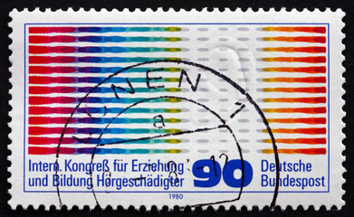 Postage stamp Germany 1980 Oscilogram Pulses and Ear
